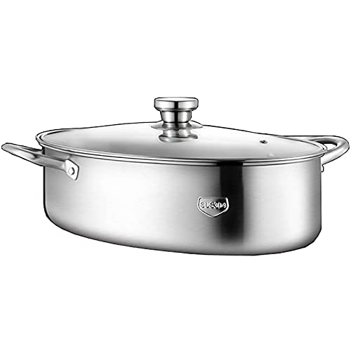 Pequeño de cocción al vapor/olla de sopa/vapor 304 Acero inoxidable Hogar al vapor de peces Artifact Oval Steamer Steam Pot 38cm