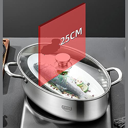 Pequeño de vapor/vapor de vapor/olla/olla de sopa 304 Acero inoxidable Hogar al vapor de peces Artifact Oval Steamer Steam Pot 38cm