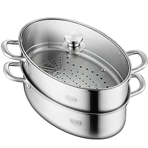 Pequeño de vapor/vapor de vapor/olla/olla de sopa 304 Acero inoxidable Hogar al vapor de peces Artifact Oval Steamer Steam Pot 38cm
