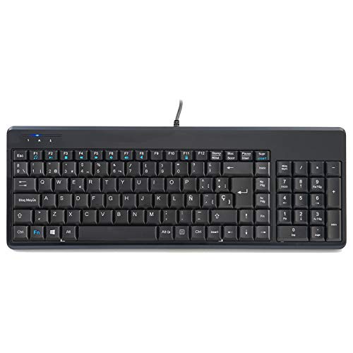 Perixx PERIBOARD-220 Teclado con Cable USB y Teclas Multimedia, Tamaño Compacto 398x145x32mm, Español QWERTY
