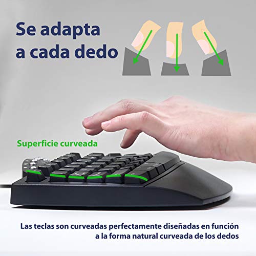 Perixx PERIBOARD-512 USB Teclado Ergonomico, 485x236x44 mm, Negro, Layout Español