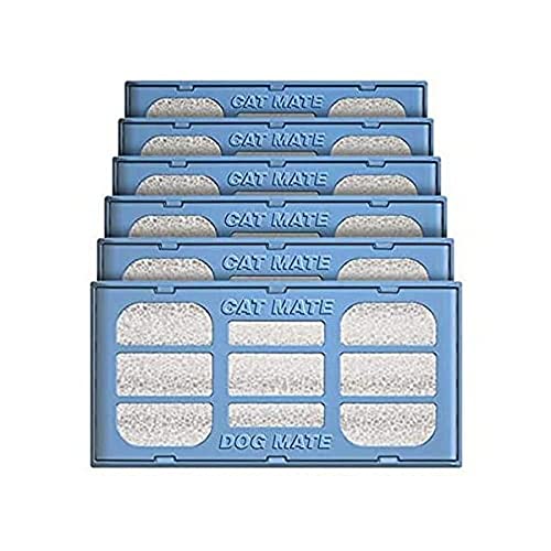 Pet Mate Genuine Replacement Filter Cartridges for Use with Cat and Dog Mate Pet Fountains, Pack of 6