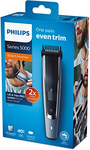 Philips BT5502/16 Barbero y cortapelos con 40 Posiciones de Longitud, Resistente al Agua y Cuchillas metálicas autoafilables, Negro
