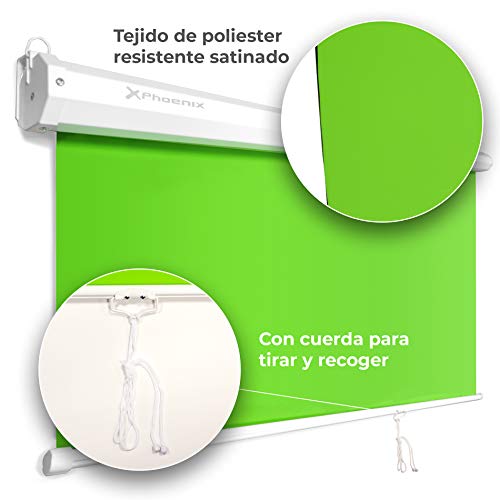Phoenix Technologies – Pantalla Chroma Verde para Streaming y Fotografia Profesional, Fondo Interactivo, No Reflectante, Antiarrugas, Fijación Techo o Pared, 2 x 2.5 Metros