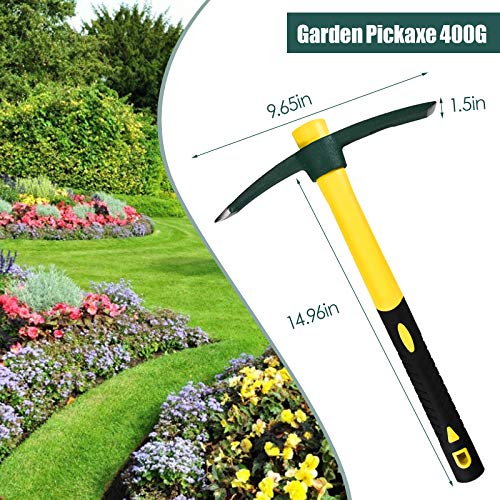 Pico Forjado Azadon de Mango Fibra Vidrio 1KG, Pickaxe Mattock axe para Abrir zanjas y Picar Piedras