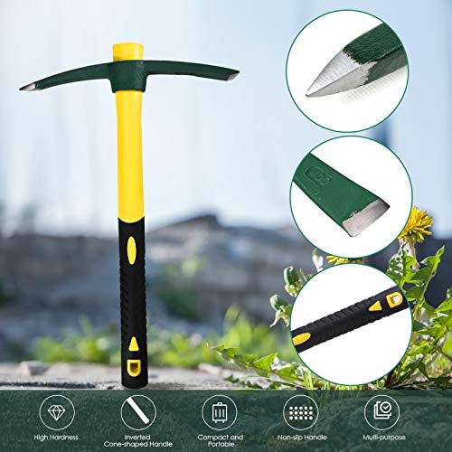 Pico Forjado Azadon de Mango Fibra Vidrio 1KG, Pickaxe Mattock axe para Abrir zanjas y Picar Piedras