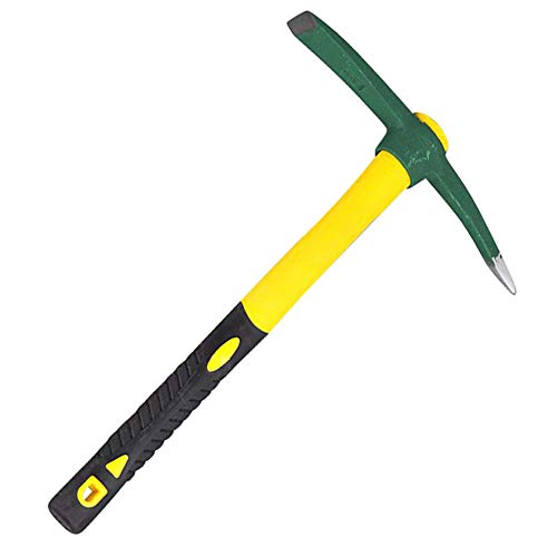 Pico Forjado Azadon de Mango Fibra Vidrio 1KG, Pickaxe Mattock axe para Abrir zanjas y Picar Piedras