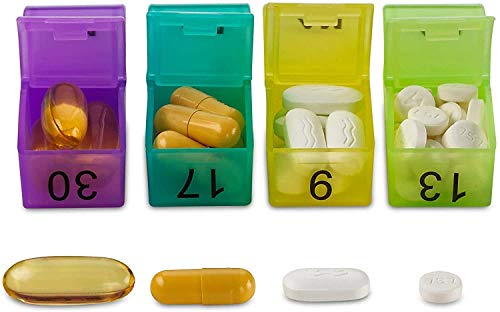 Pill Organizer Monthly - 31 Day Am/Pm Daily Pill Organizer 32 Pill Cases for Each Day, Pill Dispenser and Monthly Pill Organizer Box for Vitamins, Medicine and Medication
