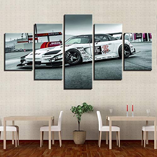 Pintura de pared artística con impresión de lienzo HD, decoración del hogar 5 piezas de imágenes de carreras, impresiones modulares, carteles sin marco A49 XL