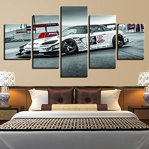 Pintura de pared artística con impresión de lienzo HD, decoración del hogar 5 piezas de imágenes de carreras, impresiones modulares, carteles sin marco A49 XL
