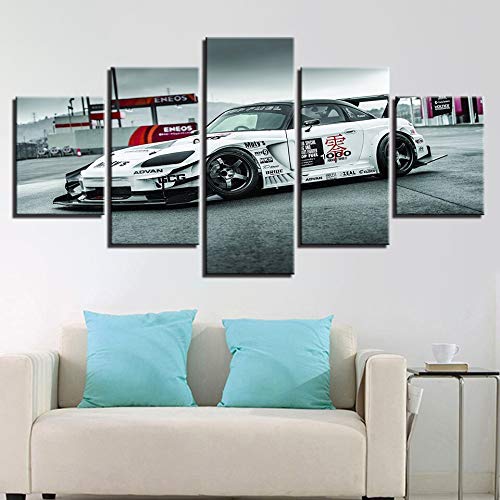 Pintura de pared artística con impresión de lienzo HD, decoración del hogar 5 piezas de imágenes de carreras, impresiones modulares, carteles sin marco A49 XL