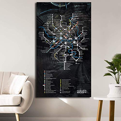 Pintura Lienzo Metro 2033 Prague Map Last Light Game Posters Obras De Arte Impresiones En Lienzo Arte De La Pared Imagen Para Sala De Estar Decoración Para El Hogar Pinturas 50 * 70cm