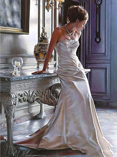 Pintura por número mujer pintado a mano moderno arte de la pared pintura por número en lienzo figura kits acrílico regalos únicos A12 40x60cm