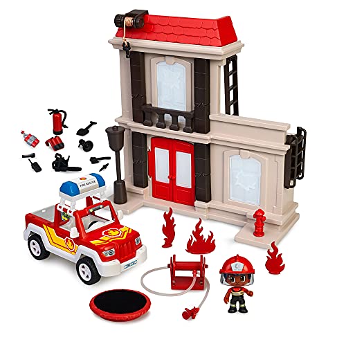 Pinypon Action - Explosión en la Mansión, juego de aventuras y figuras de acción, una casa con actividades para jugar, un coche de bomberos, un muñeco y accesorios, Famosa (700016643)