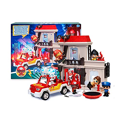 Pinypon Action - Explosión en la Mansión, juego de aventuras y figuras de acción, una casa con actividades para jugar, un coche de bomberos, un muñeco y accesorios, Famosa (700016643)