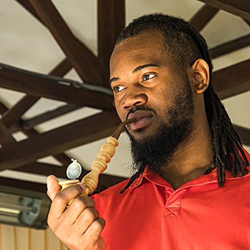 Pipa para fumar de madera tallada a mano – Pipa natural larga para fumar tabaco con tapa metálica para cazoleta – a los a quién les gustan las pipas para fumar tabaco y hierbas