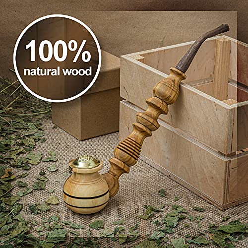 Pipa para fumar de madera tallada a mano – Pipa natural larga para fumar tabaco con tapa metálica para cazoleta – a los a quién les gustan las pipas para fumar tabaco y hierbas