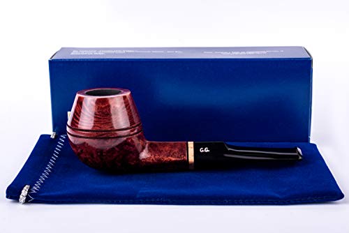 Pipa para fumar tabaco de madera, tallada a mano de raíz de brezo, filtro de enfriamiento de metal, viene con bolsa, en caja (Bulldog, Caoba)