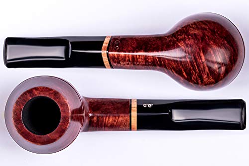 Pipa para fumar tabaco de madera, tallada a mano de raíz de brezo, filtro de enfriamiento de metal, viene con bolsa, en caja (Bulldog, Caoba)