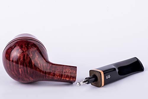 Pipa para fumar tabaco de madera, tallada a mano de raíz de brezo, filtro de enfriamiento de metal, viene con bolsa, en caja (Bulldog, Caoba)