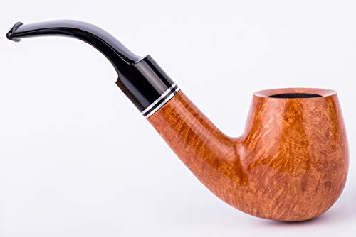 Pipa para fumar tabaco de madera, tallada a mano de raíz de brezo, se adapta al filtro de 9mm, viene con bolsa, en caja (Holmes, Oro)