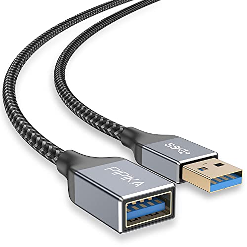 PIPIKA Cable Alargador USB 3.0 [2M], Cable Extension USB 3.0 Tipo A Macho A Hembra Alta Velocidad 5 Gbps para Mouse,Teclado,Pendrive,TV,Concentrador,Impresora,Computadora, Cámara, Gafas VR, Otros