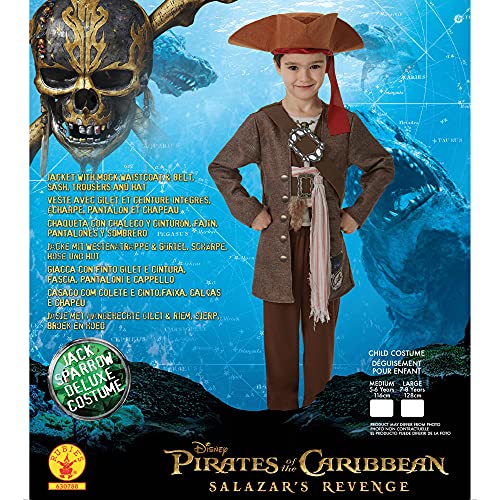 Piratas del Caribe - Disfraz de Jack Sparrow para niños, infantil 5-6 años (Rubie's 630788-M)