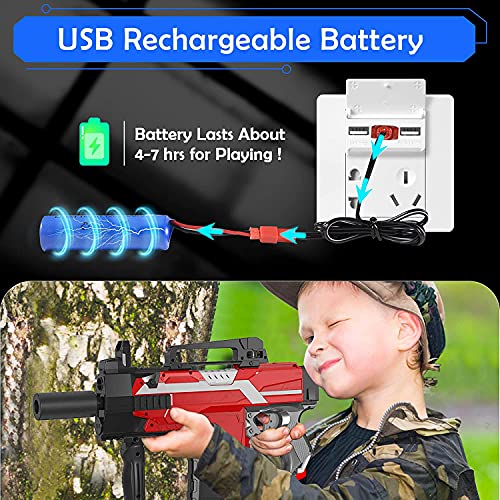Pistola Eléctrica de Juguete con Clip de 12 Dardos, MP7A1 Automática para Nerf Flechas + 100 Balas Espuma + Batería Recargable USB, 3 Modos de Disparo, Regalos para 5-15 años niño, Adolescente, Adulto
