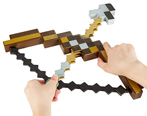 Pixel Mosaic Bow and Arrow Toy Set Kids Birthday Party Adventure Kit Pickaxe para niños y niñas, no Minecraft (negro)