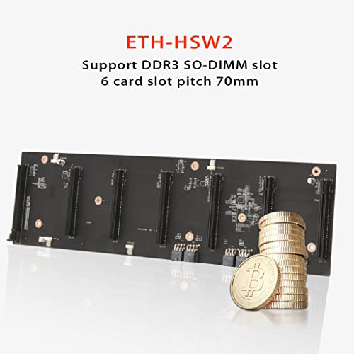 Placa base ETH-HSW2 Placa base para minería 6 Ranuras para tarjeta gráfica Memoria DDR3 con interfaz mSATA 4 USB2.0 compatible con HDMI Placa base de 6 ranuras pcie para minería
