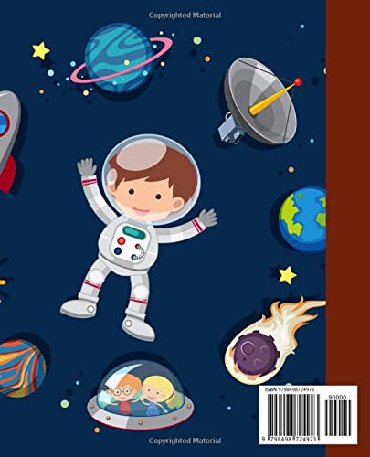 planets and astronaut Composition Notebook: Two space scenes with planets and astronaut Composition Notebook