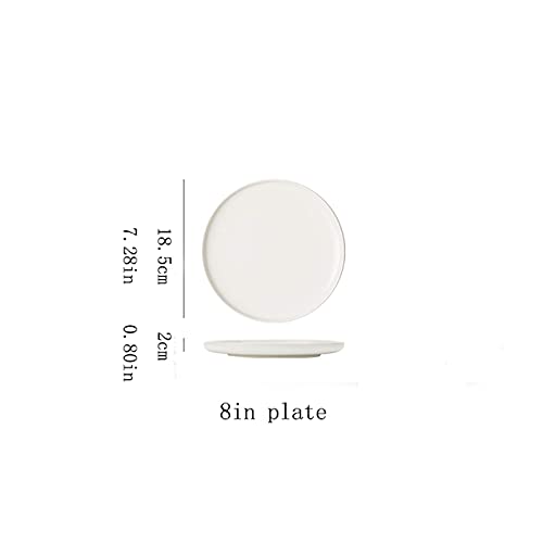 Plato Llano Plato de Postre de cerámica, Plato de Desayuno clásico, Plato de Servicio de Esmalte Mate Adecuado para Uso Diario Familiar y Catering en restaurantes. Plato (Color: Negro, Tamaño: 4 paq
