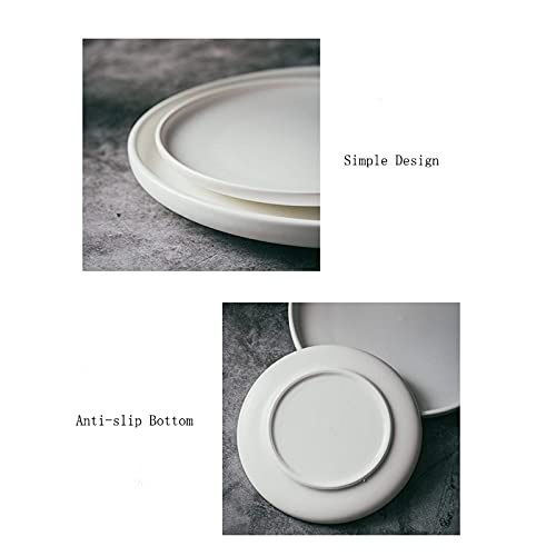 Plato Llano Plato de Postre de cerámica, Plato de Desayuno clásico, Plato de Servicio de Esmalte Mate Adecuado para Uso Diario Familiar y Catering en restaurantes. Plato (Color: Negro, Tamaño: 4 paq