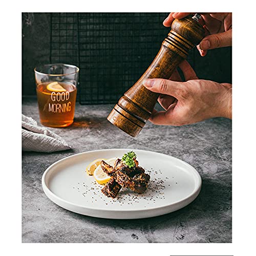 Plato Llano Plato de Postre de cerámica, Plato de Desayuno clásico, Plato de Servicio de Esmalte Mate Adecuado para Uso Diario Familiar y Catering en restaurantes. Plato (Color: Negro, Tamaño: 4 paq