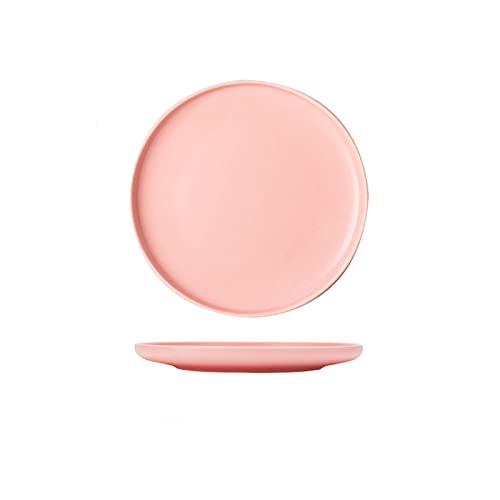 Plato Llano Plato de Postre de cerámica, Plato de Desayuno clásico, Plato de Servicio de Esmalte Mate Adecuado para Uso Diario Familiar y Catering en restaurantes. Plato (Color: Negro, Tamaño: 4 paq