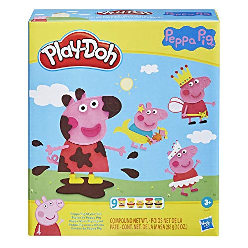 Play-Doh Stylin Set con 9 latas de Compuesto de Modelado no tóxico y 11 Accesorios, Juguete Peppa Pig para niños de 3 años en adelante, Multicolor