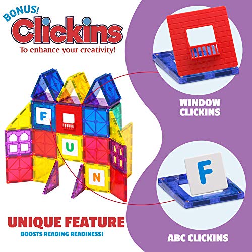 Playmags - Juego de Baldosas Magnéticas para Construcción de 150 Piezas, Bloques de Construcción Magnéticos Transparentes en 3D, Imaginación Creativa, Inspiración, Juego de Simulación