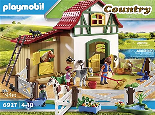 Playmobil-6927 Playmobil Figura de construcción Granja de Ponis con muchos Animales y Pajar, A partir de 4 años, multicolor (6927)