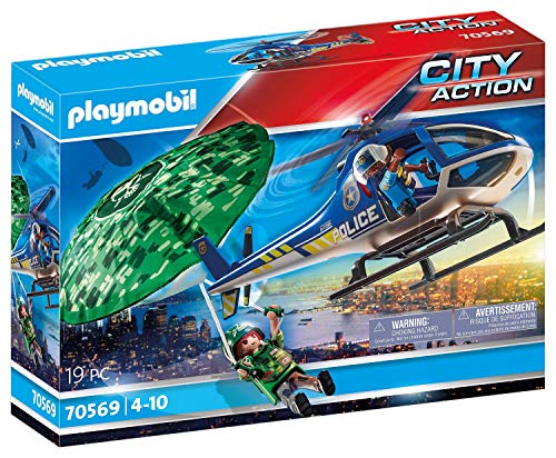 PLAYMOBIL City Action Helicóptero de Policía: persecución en paracaídas, A partir de 4 años (70569)