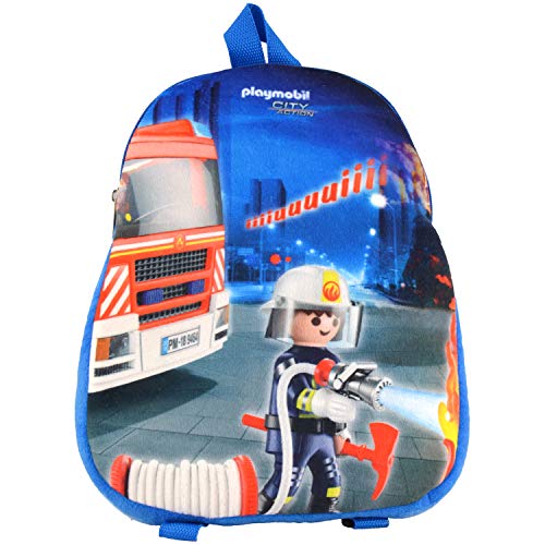 PLAYMOBIL City Action - Mochila infantil, Diseño de bomberos. (Azul) - 0126495