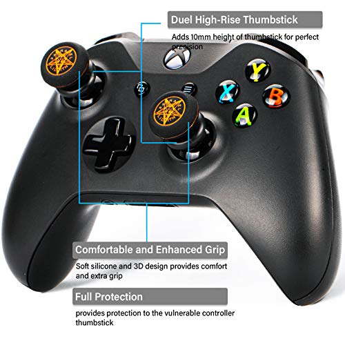 Playrealm FPS Thumbstick Grip Agarres para el Pulgar Extensor Y Impresión Caucho Silicona Apretón Cubrir 2 juegos para Controlador Xbox Series X/S y Xbox One (Naranja Demonio)
