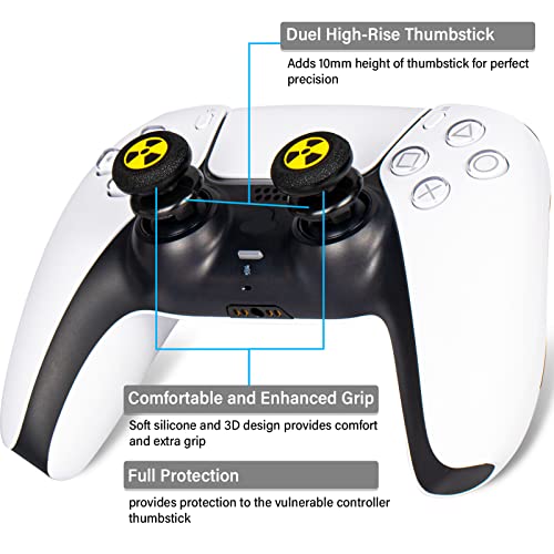 Playrealm FPS Thumbstick Grip Agarres para el Pulgar Extensor Y Textura 3D Caucho Silicona Apretón Cubrir 2 juegos para PS4 (Radiación Negra)