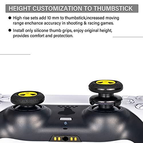 Playrealm FPS Thumbstick Grip Agarres para el Pulgar Extensor Y Textura 3D Caucho Silicona Apretón Cubrir 2 juegos para PS4 (Radiación Negra)
