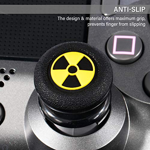 Playrealm FPS Thumbstick Grip Agarres para el Pulgar Extensor Y Textura 3D Caucho Silicona Apretón Cubrir 2 juegos para PS4 (Radiación Negra)