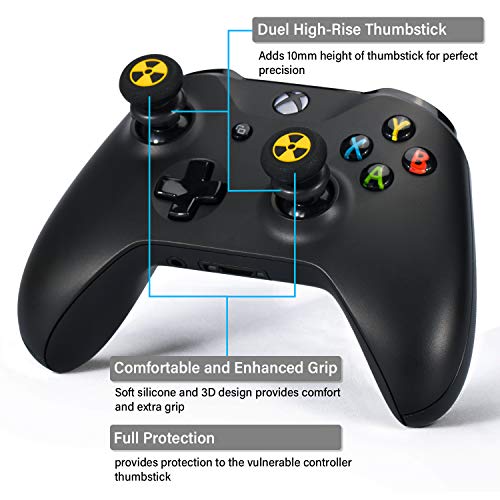 Playrealm FPS Thumbstick Grip Agarres para el Pulgar Extensor Y Textura 3D Caucho Silicona Apretón Cubrir 2 juegos para Xbox One (Radiación Negra)
