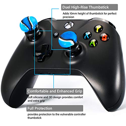 Playrealm FPS Thumbstick Grip Agarres para el Pulgar Extensor Y Textura 3D Caucho Silicona Apretón Cubrir 2 juegos para Xbox Series X/S & Xbox One Mando (Azul Camuflaje)