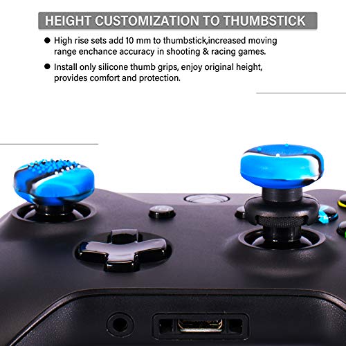 Playrealm FPS Thumbstick Grip Agarres para el Pulgar Extensor Y Textura 3D Caucho Silicona Apretón Cubrir 2 juegos para Xbox Series X/S & Xbox One Mando (Azul Camuflaje)
