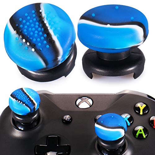 Playrealm FPS Thumbstick Grip Agarres para el Pulgar Extensor Y Textura 3D Caucho Silicona Apretón Cubrir 2 juegos para Xbox Series X/S & Xbox One Mando (Azul Camuflaje)