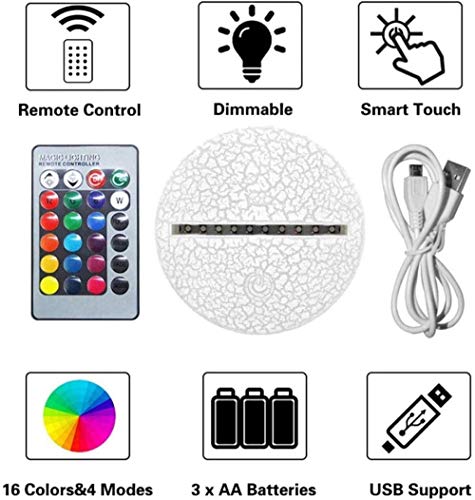 Playstation Icon3D - Lámpara de ilusión (16 colores, con luz LED de acrílico, para decoración del hogar, cargador USB, juguetes geniales, ideas para cumpleaños, vacaciones, Navidad para bebé