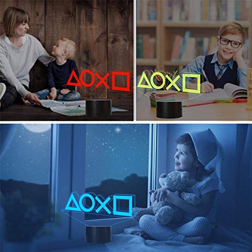 Playstation Icon3D - Lámpara de ilusión (16 colores, con luz LED de acrílico, para decoración del hogar, cargador USB, juguetes geniales, ideas para cumpleaños, vacaciones, Navidad para bebé